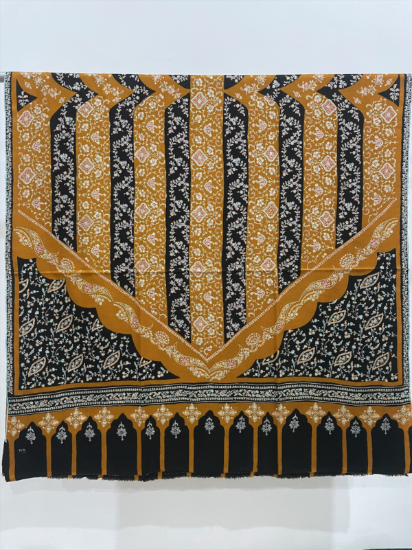 Black & Mustard Sozni Embroidered Shawl - Image 3